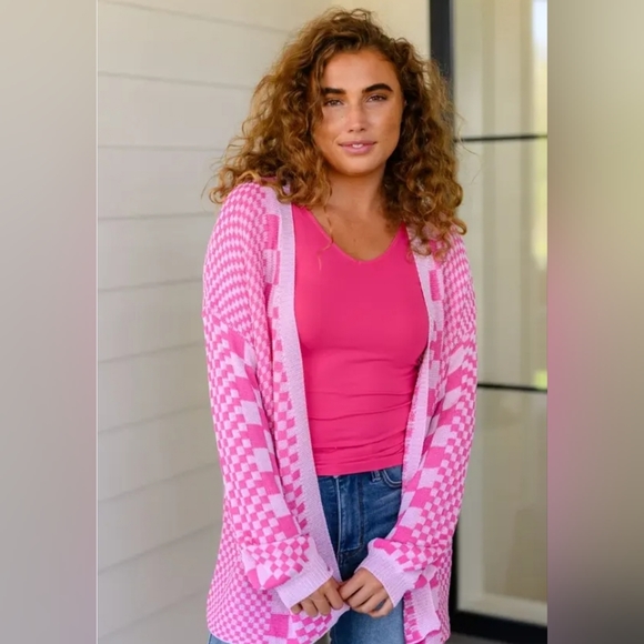 BiBi Sweaters - Bibi 'Keep On Driving Checkered Cardigan'